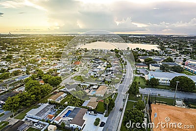 Aerial of Palm Springs North, an unincorporated community and census-designated place in Miami-Dade County, Florida, United States Stock Photo