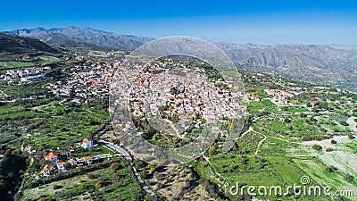 Aerial Pano Lefkara, Larnaca, Cyprus Stock Photo