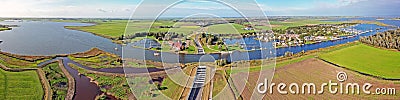 Aerial panorama from aquaduct Galamadammen in Friesland the Netherlands Stock Photo