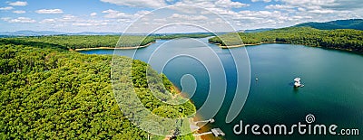 Aerial panorama of beautiful Silvan Reservoir lake and forest in Melbourne, Australia. Stock Photo