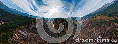 Aerial panorama of the Katu Yaryk mountain pass Stock Photo