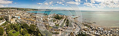 Aerial panorama of Penzance Stock Photo