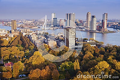 Aerial panorama of Rotterdam Stock Photo