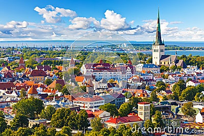 Aerial panorama of Tallinn, Estonia Stock Photo