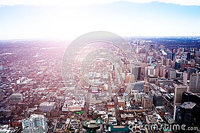 Aerial panorama of Toronto city at winter from CN tower Stock Photo