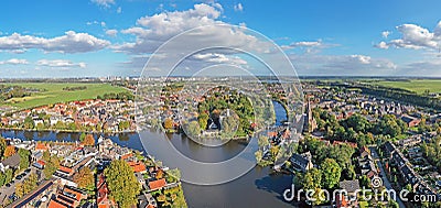 Aerial panorama from the traditional city Oudekerk aan de Amstel in the Netherlands Stock Photo