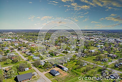 Aerial panorama view of residential quarters at beautiful town urban landscape the Stroud Oklahoma US Stock Photo