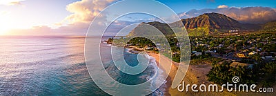 Aerial panorama of the west coast of Oahu Stock Photo