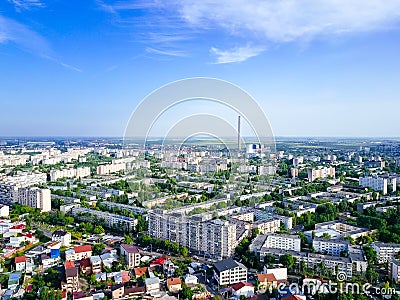 Aerial Panoramic View Of Bucharest City Stock Photo