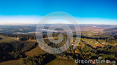 Aerial panoramic view at hills and valleys of Tualatin Valley Stock Photo