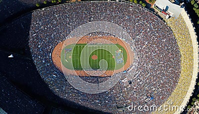 Aerial View Of A Large Sporting Event With Thousands Of Fans :Bird's Eye (Generative AI) Stock Photo