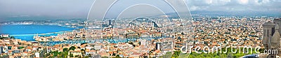 Aerial panoramic view of old port and Marseille city. France Stock Photo