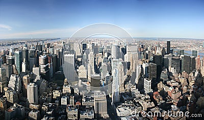 Aerial panoramic view over Man Stock Photo