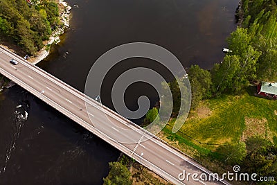 Aerial panoramic view of rapid Susikoski at river Kymijoki, Finland Stock Photo