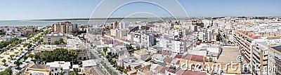 Aerial panoramic view of Sanlucar de Barrameda, Cadiz, Spain Stock Photo