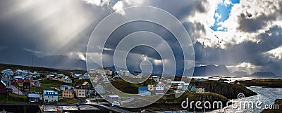Aerial panoramic view of Stykkisholmur. Iceland. Stock Photo