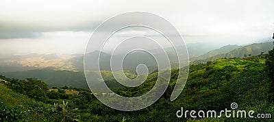 Aerial panoramic view to Filfil rainforest, Eritrea Stock Photo
