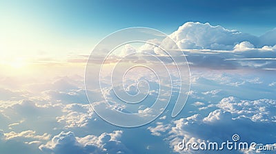aerial peaceful cloud sunny landscape Cartoon Illustration