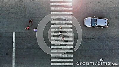 Aerial. Pedestrian crossing crosswalk. Editorial Stock Photo