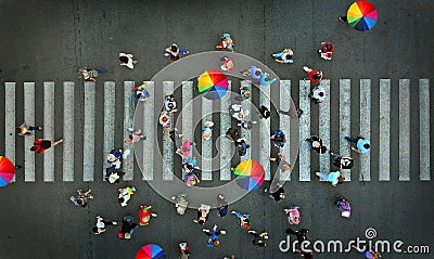 Aerial. Pedestrian crosswalk crossing view above. Editorial Stock Photo