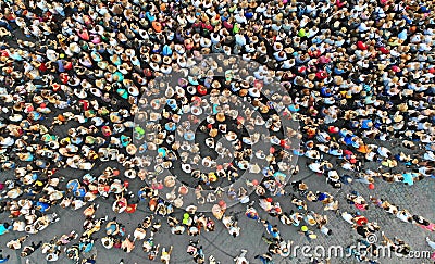 Aerial. People crowd background. Top view Editorial Stock Photo