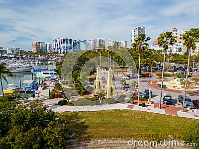 Aerial photo Bayfront Park and marina Sarasota FL Editorial Stock Photo