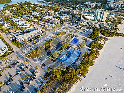 Aerial photo beach pavilion at Lido Key Beach Sarasota FL Stock Photo