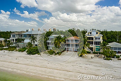 Aerial photo beachfront vacation homes Barefoot Beach FL Stock Photo