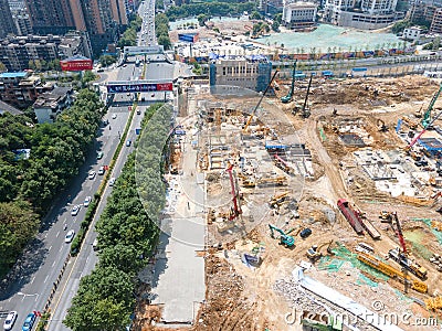 Aerial photo of the construction site Editorial Stock Photo