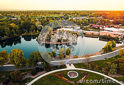 Aerial photo of Denver city park Duck Lake Stock Photo