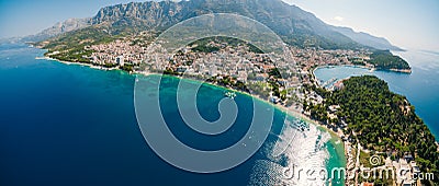 Aerial Photo drone Makarska, Croatia Stock Photo