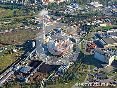 Aerial photo of factory Stock Photo