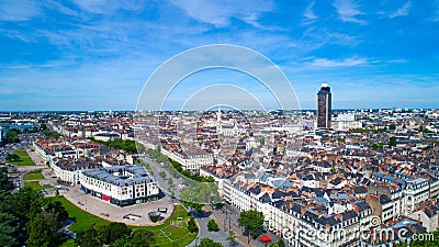 Aerial photo of Feydeau district in Nantes city center Stock Photo