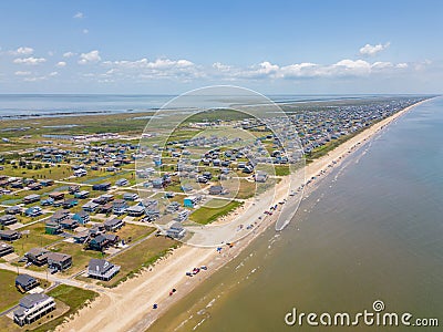 Aerial photo Gulf of Mexico homes in Crystal Beach Texas Stock Photo