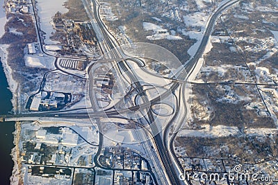 Aerial photo of highway intersection Stock Photo