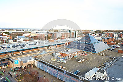 Aerial photo of a large shopping centre known as Tallaght Square. Editorial Stock Photo