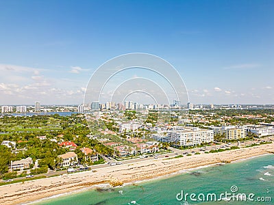 Aerial photo luxury beachfront homes in Palm Beach FL Stock Photo