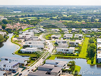 Aerial photo luxury homes in Weston Florida USA circa August 2023 Stock Photo