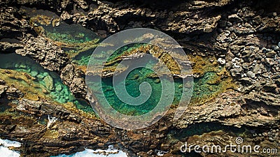 Aerial photo of natural pools in Tenerife, Canary Islands. Stock Photo