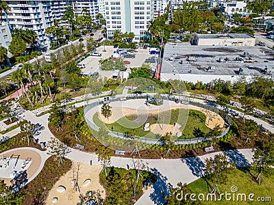 Aerial photo new Canopy Park at Five Park Miami Beach Editorial Stock Photo