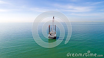 Aerial photo of an offshore platform in the Channel sea Stock Photo