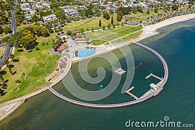 Aerial photo of a swimming enclosure at Geelong, Australia Stock Photo