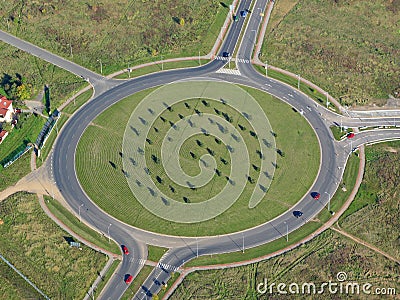 Aerial photo of a roundabout Stock Photo