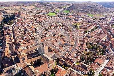 Aerial photo of Siguenza with view of Catedral Stock Photo