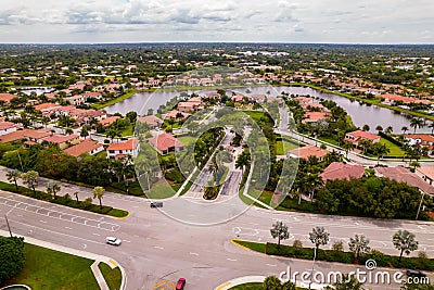 Aerial photo of single family homes in Cooper City neighborhoods Stock Photo