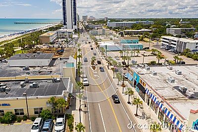Aerial photo tourist shops and restaurants Myrtle Beach South Carolina Editorial Stock Photo