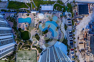Aerial photo Trump Tower Sunny Isles swimming pool beach side Editorial Stock Photo