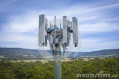 Aerial photograph of the communications bundle on a telco tower Stock Photo