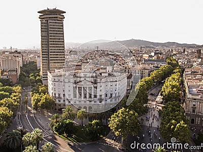 The aerial photograph. View of the main pedestrian street Spain, Barcelona-September 16, 2011 Editorial Stock Photo