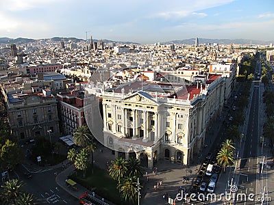 The aerial photograph. View of the main pedestrian street Spain, Barcelona-September 16, 2011 Editorial Stock Photo
